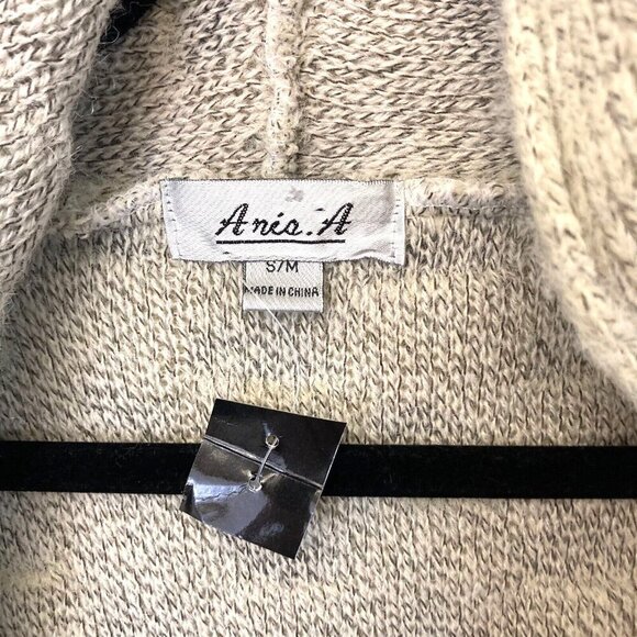 NWT Aris A Open Front Fuzzy Cardigan S/M Small Medium Beige Knit Boho Textured - Picture 4 of 11